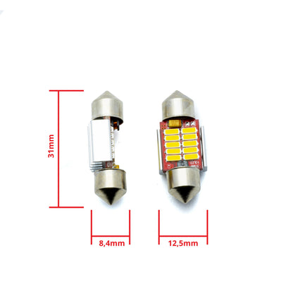 LED-lampa för bil – C5W – SV8.5–8 – 5000K – 12 LED – SMD 4014 – 31 mm – 2-pack