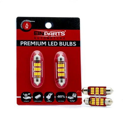LED-lampa för bil – C5W – SV8.5–8 – 5000K – 12 LED – SMD 4014 – 39 mm – 2-pack