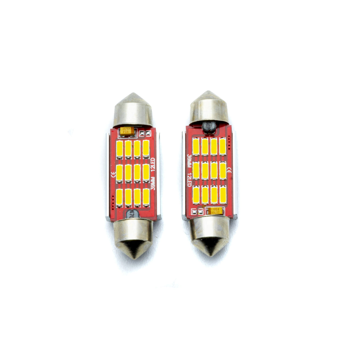 LED-lampa för bil – C5W – SV8.5–8 – 5000K – 12 LED – SMD 4014 – 39 mm – 2-pack