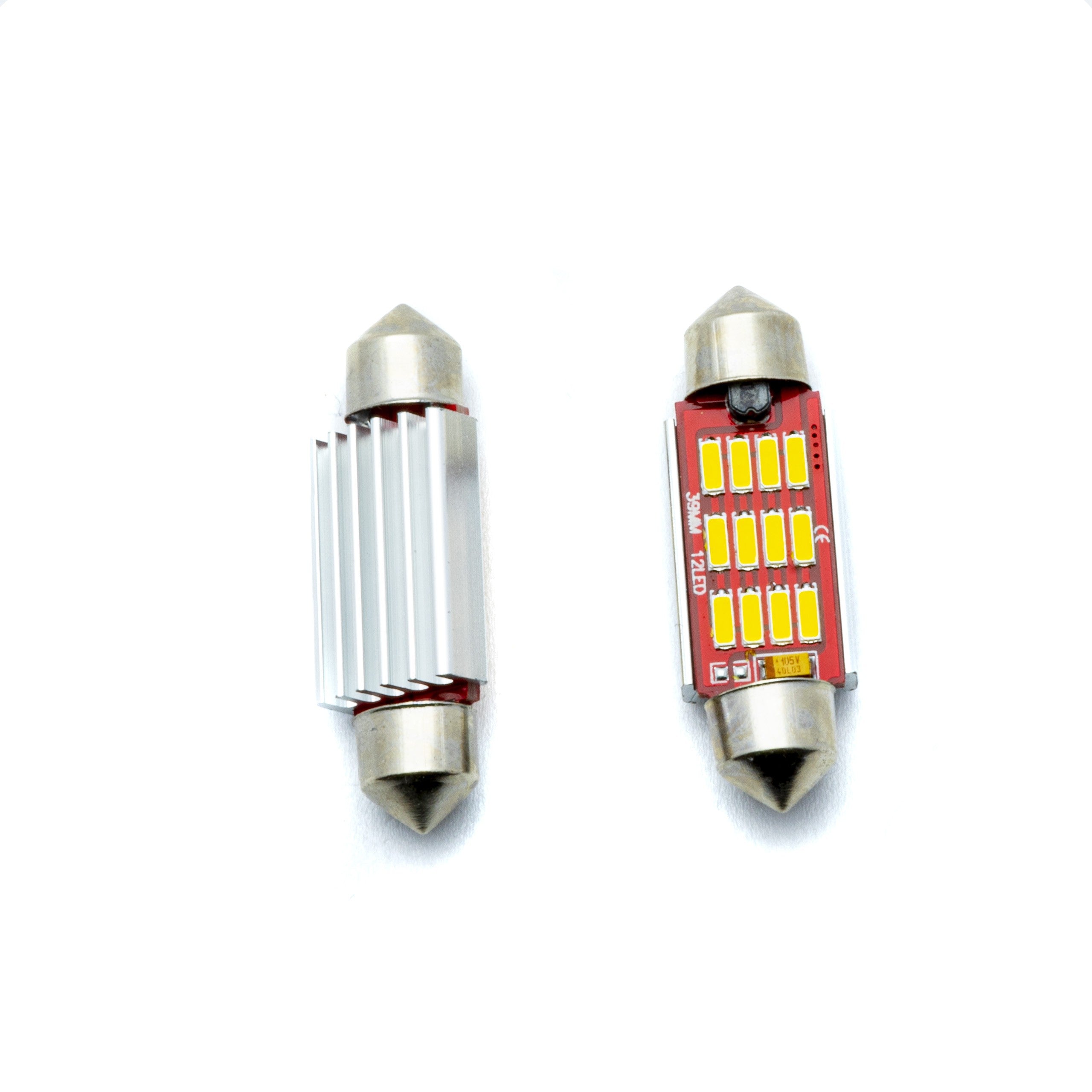 LED-lampa för bil – C5W – SV8.5–8 – 5000K – 12 LED – SMD 4014 – 39 mm – 2-pack