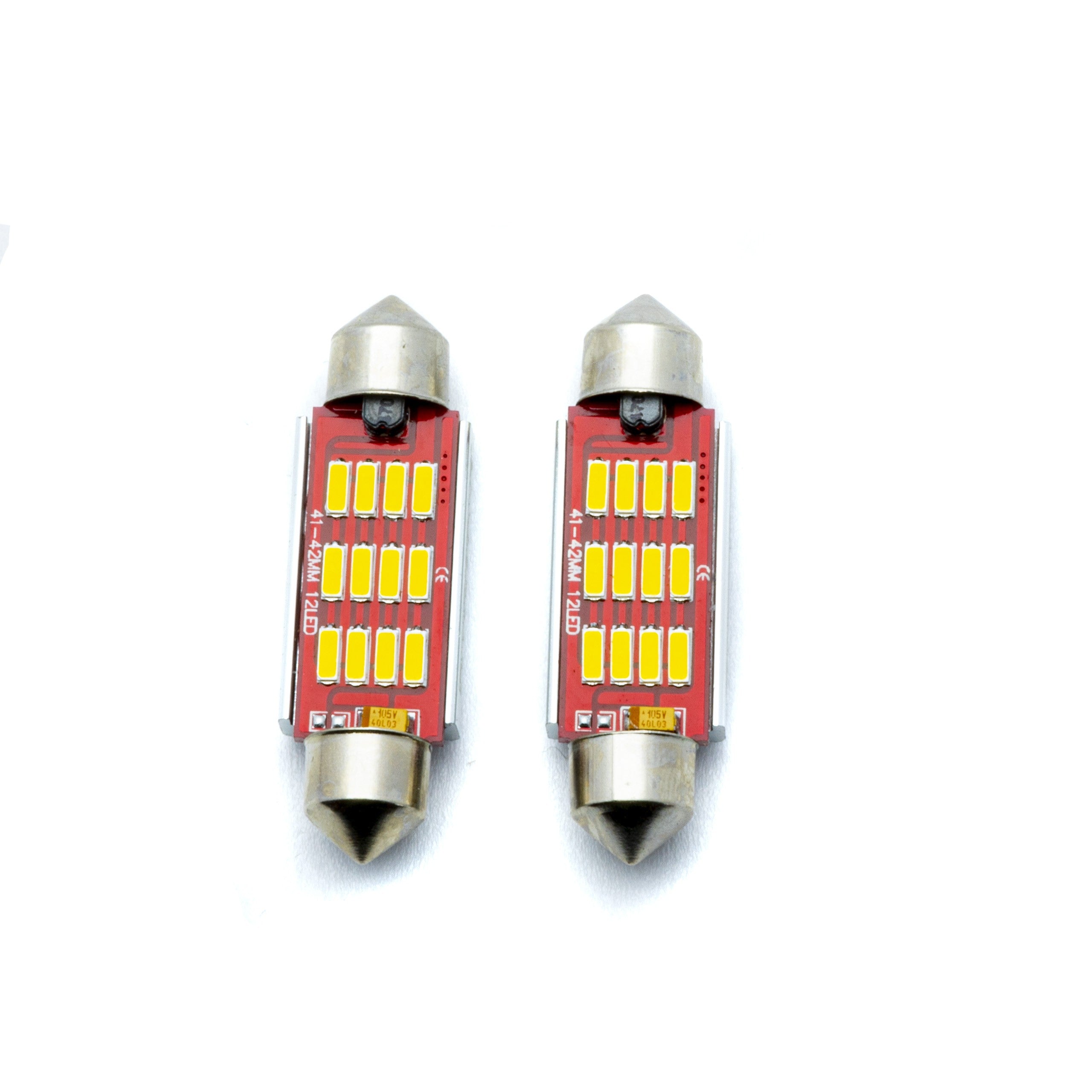 LED-lampa för bil – C5W – SV8.5–8 – 12 LED – SMD 4014 – 42 mm – 2-pack