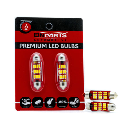 LED-lampa för bil – C5W – SV8.5–8 – 12 LED – SMD 4014 – 42 mm – 2-pack