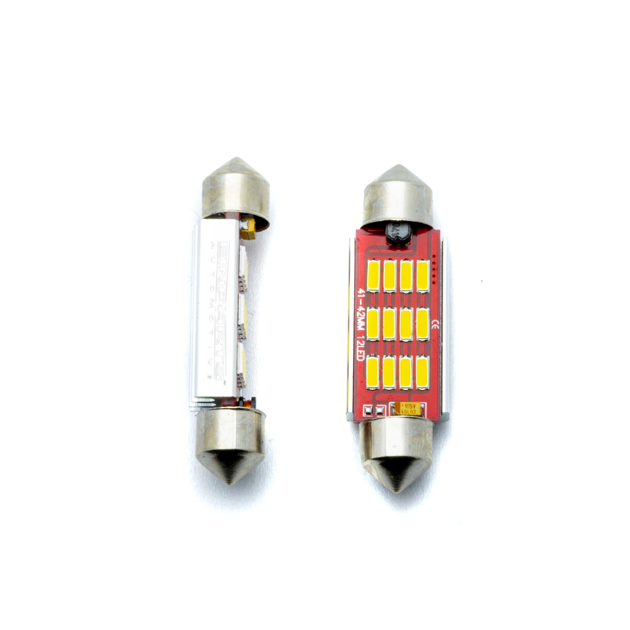 LED-lampa för bil – C5W – SV8.5–8 – 12 LED – SMD 4014 – 42 mm – 2-pack