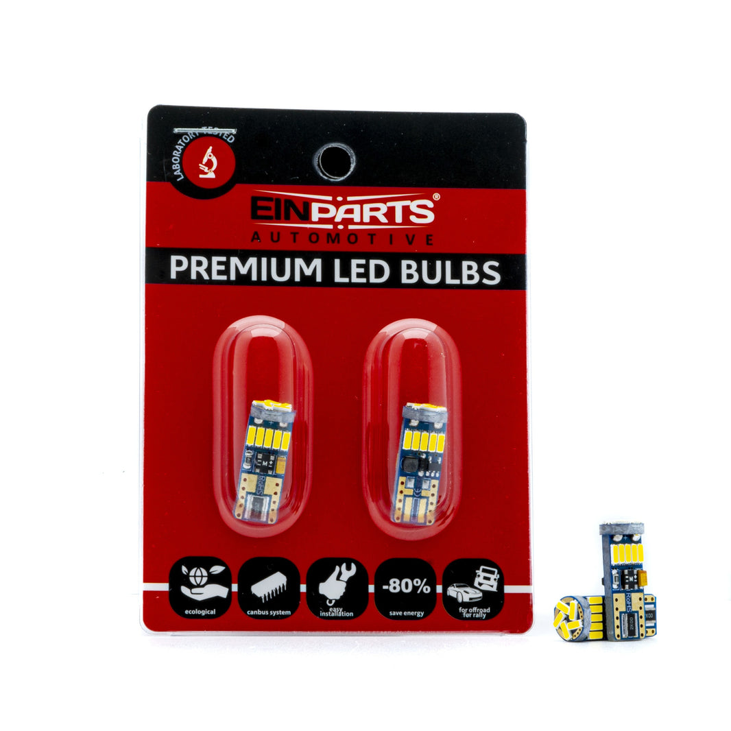 LED-lampa för bil – W5W – W2,1x9,5d – 5000K – 15 LED – SMD 4014 – 24 mm – 2-pack