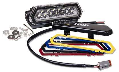 NBB Alpha 230 Pro LED ekstra lysrampe - emballage og indhold | NBB