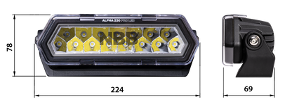 NBB Alpha 230 Pro LED ekstra lysrampe - dimensionsspecifikation | NBB