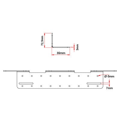 Extraljusfäste rostfritt 3 – lampor / 566mm – produktvy från sidan | Carlevel