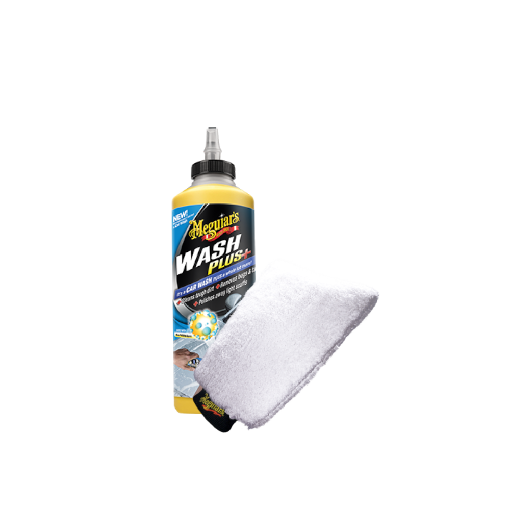 produktbillede forfra viser vaskepakke WASH PLUS+ med vaskehandske - Meguiar's