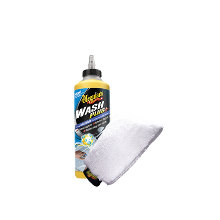 produktbillede forfra viser vaskepakke WASH PLUS+ med vaskehandske - Meguiar's