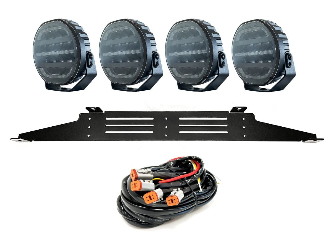 produktbild framifrån visande Extraljuspaket OZZ XR2 P7 Black X4 – OZZ