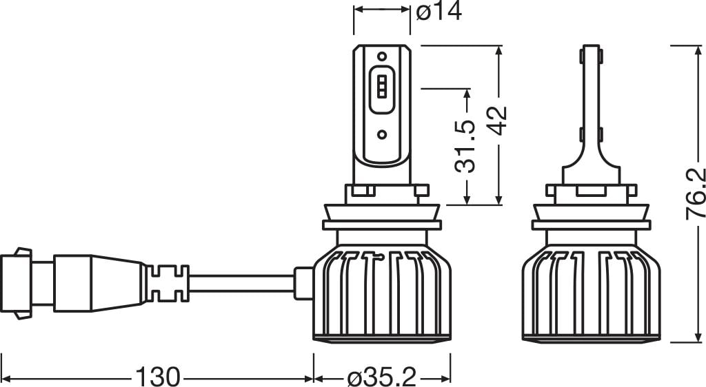 förpackning och medföljande tillbehör till LEDriving HL BRIGHT HB4/HIR2 – OSRAM
