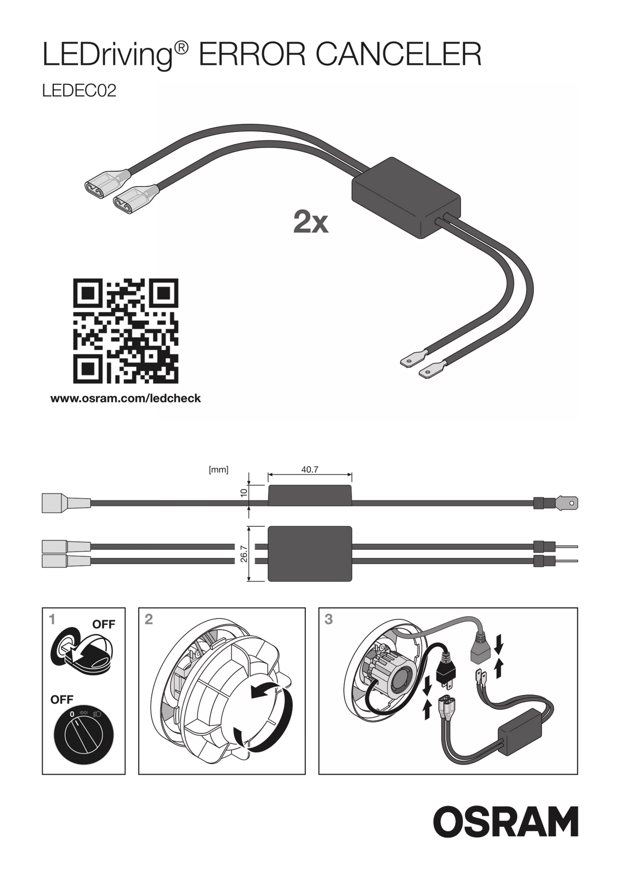LEDriving ERROR CANCELER – förpackning och innehåll | OSRAM