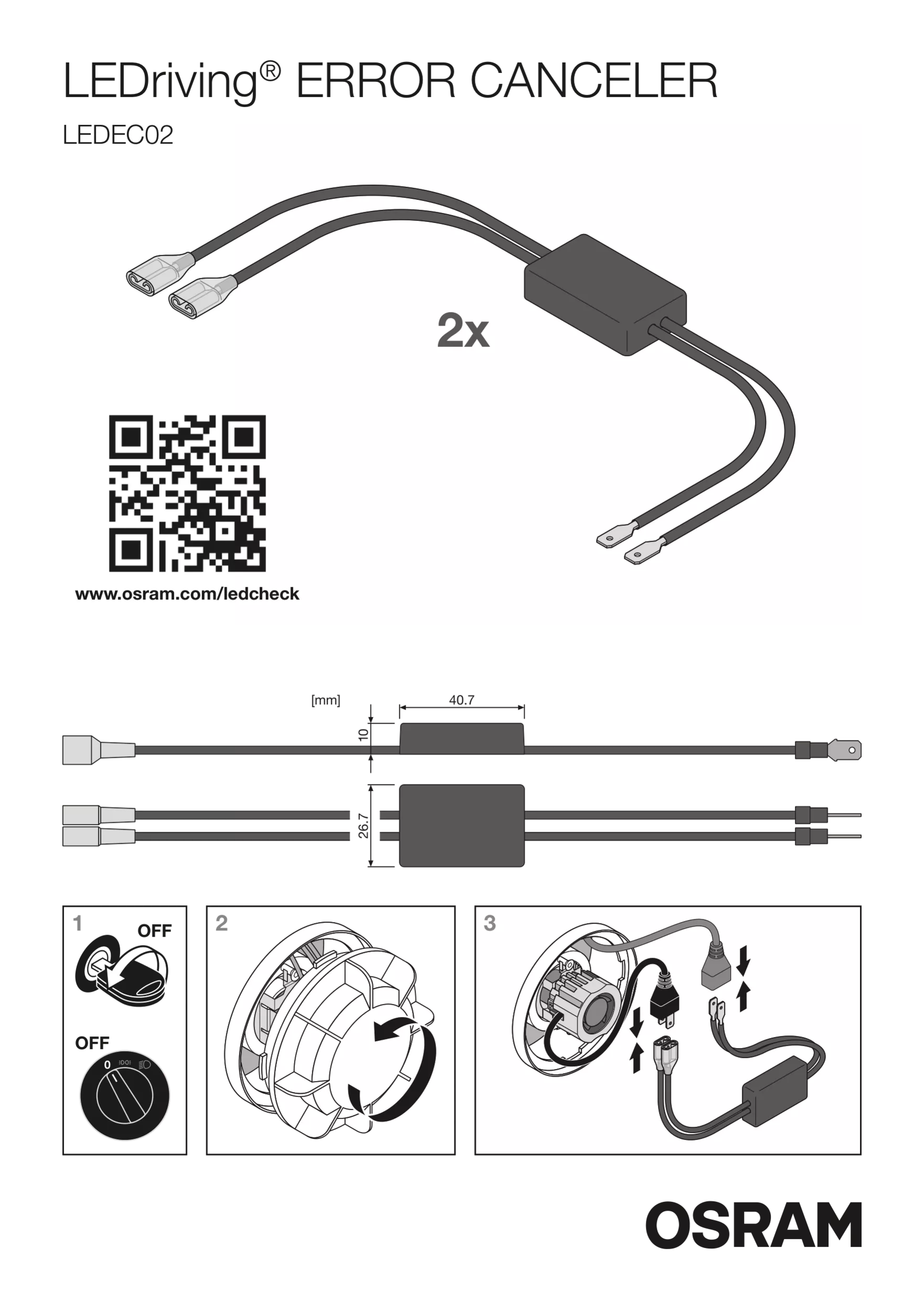 LEDriving ERROR CANCELER – förpackning och innehåll | OSRAM