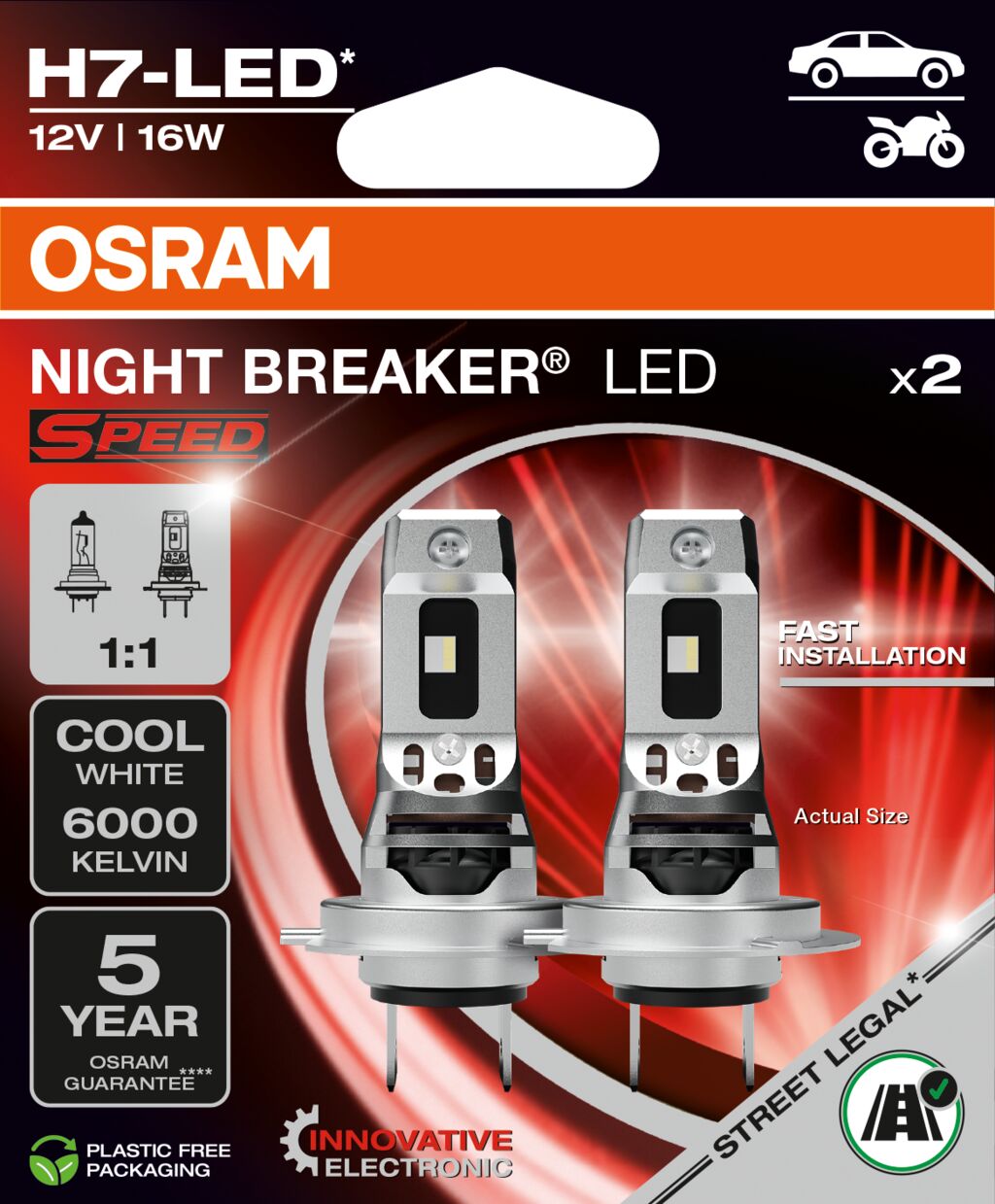 bild som visar användning av NIGHT BREAKER LED SPEED H7 – Street Legal – OSRAM