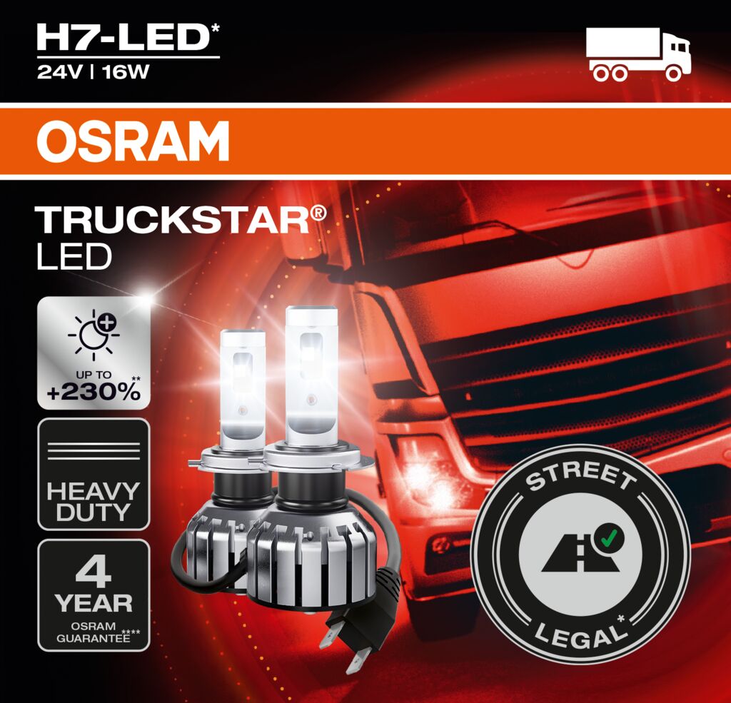 närbild på detaljer och material av OSRAM Truckstar LED – H7 24V – OSRAM
