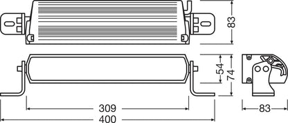 förpackning och medföljande tillbehör till LEDriving LIGHTBAR FX250 – SP GEN 2, SPOT – OSRAM