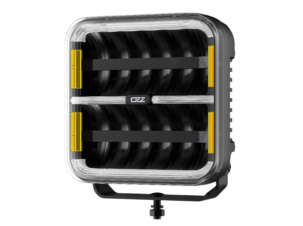 närbild på detaljer och material av OZZ SQR 9″ Black 160W – LED Extraljus – OZZ