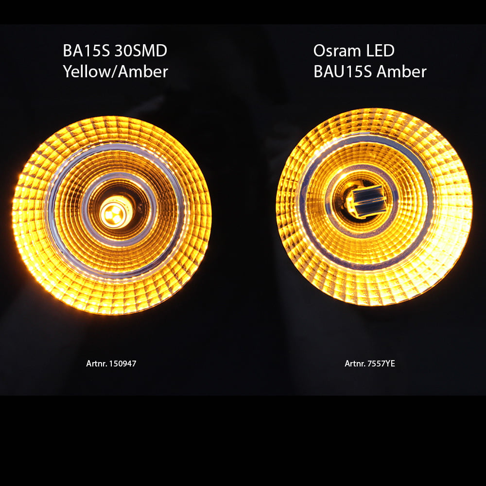 billede, der viser brugen af BA15S – 1156 30SMD 12 – 24V gul/rav – Xenon King