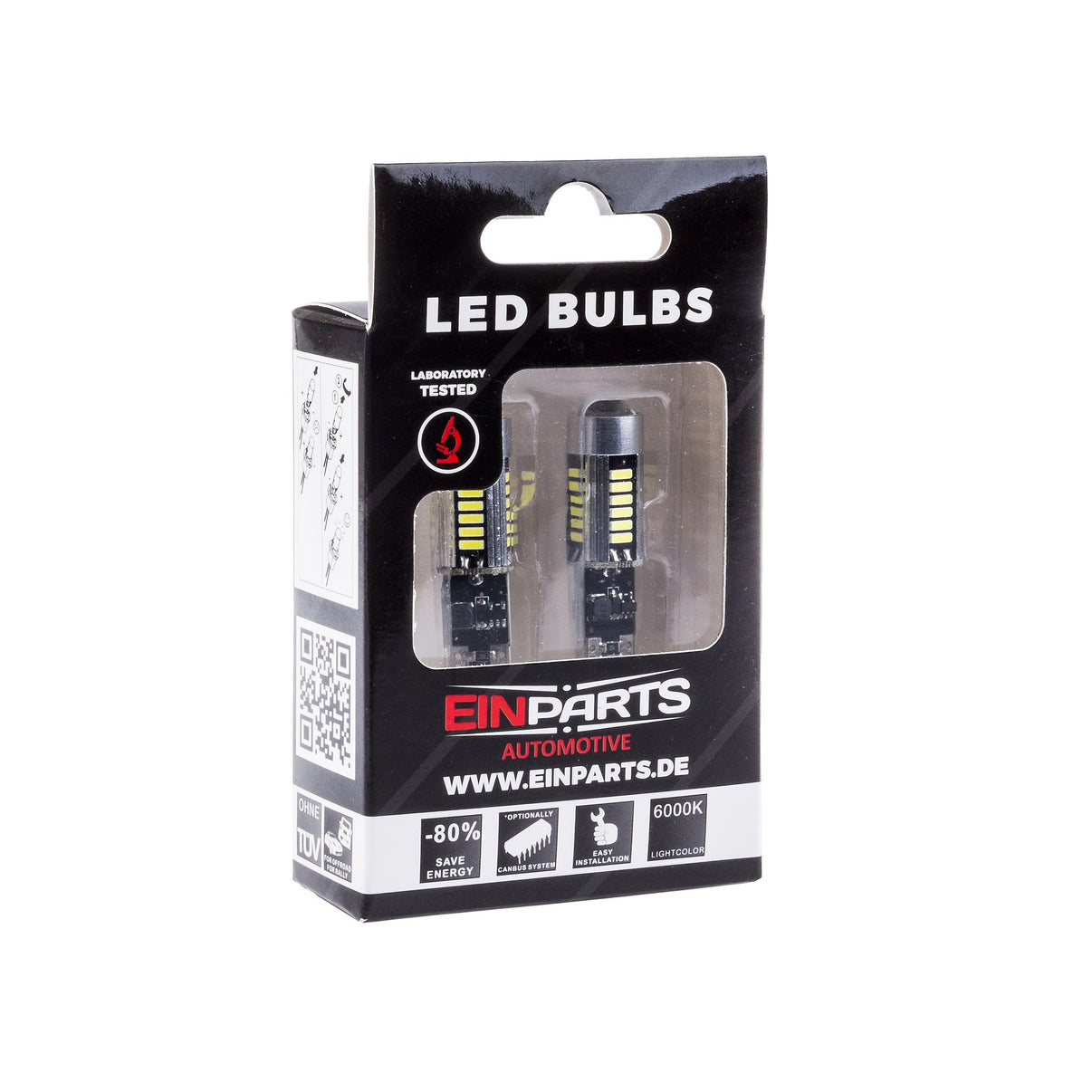 LED-lampa för bil – W5W – W2,1x9,5d – 6000K – 27 LED – SMD – 2-pack