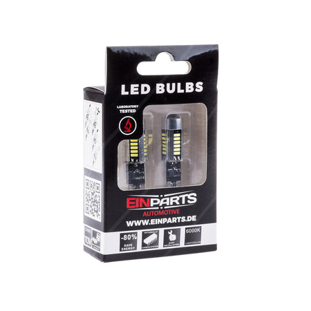 LED-lampa för bil – W5W – W2,1x9,5d – 6000K – 27 LED – SMD – 2-pack