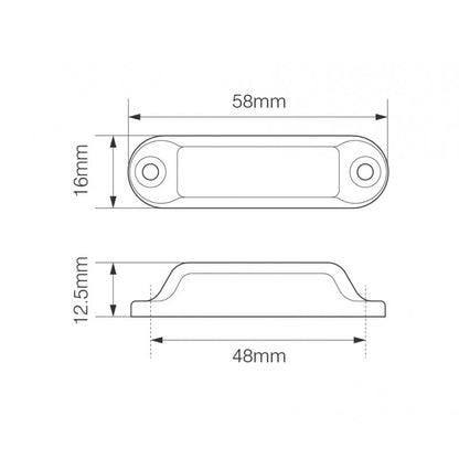 nærbillede af detaljer og materialer af 24V Bagmarkeringslys Rød 16R24(2 – Pakke) 58x16mm – LEA