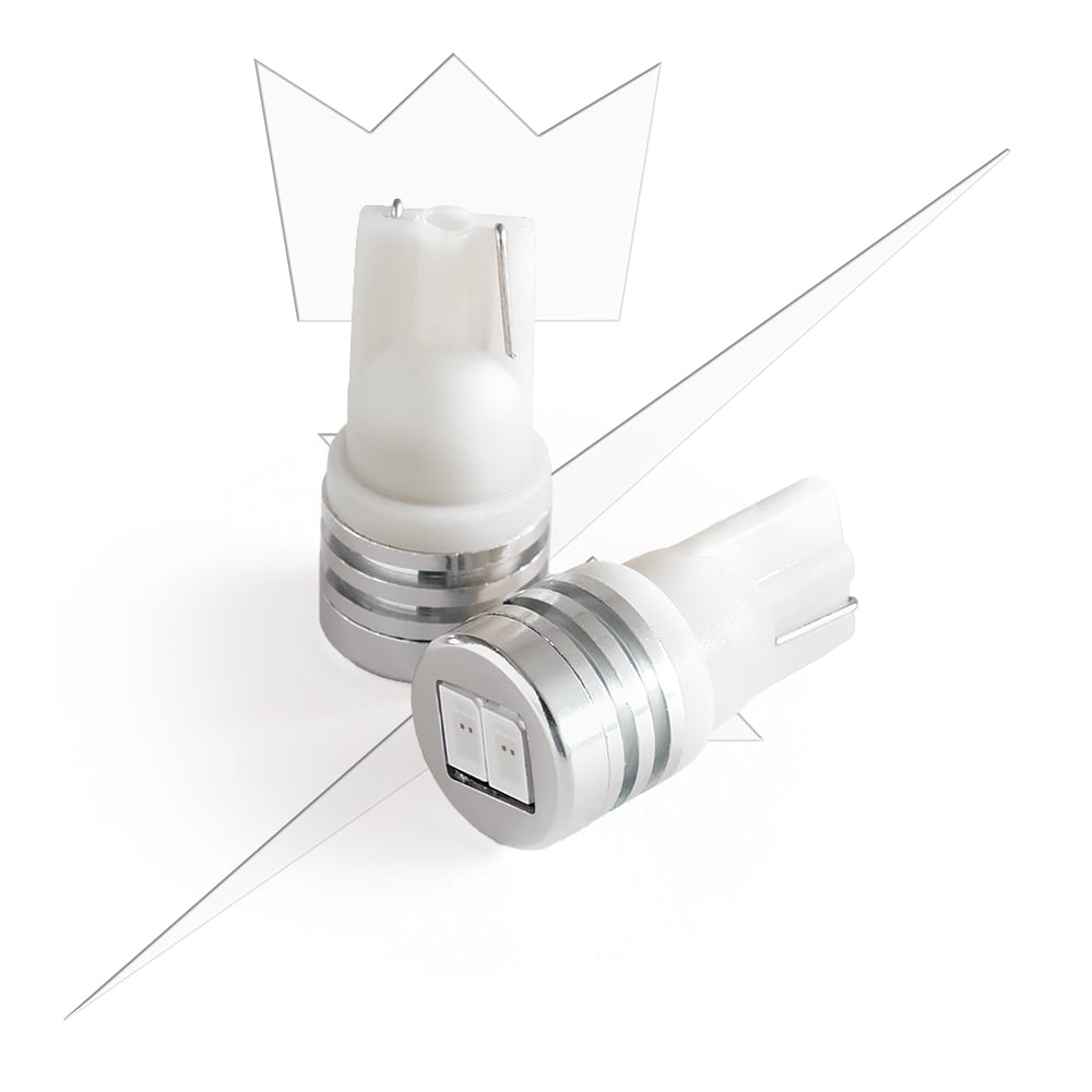emballage og medfølgende tilbehør til 10 – Pakke T10 – W5W LED 2SMD – 12V – Xenon King