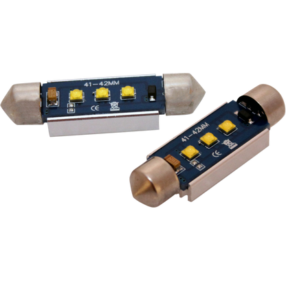 produktbillede fra forsiden viser 42mm – C5W Super Canbus Cree LED – Carlevel