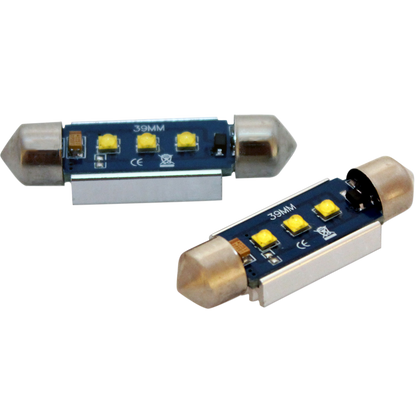 produktbillede fra forsiden viser 39mm – C5W Super Canbus Cree LED – Carlevel