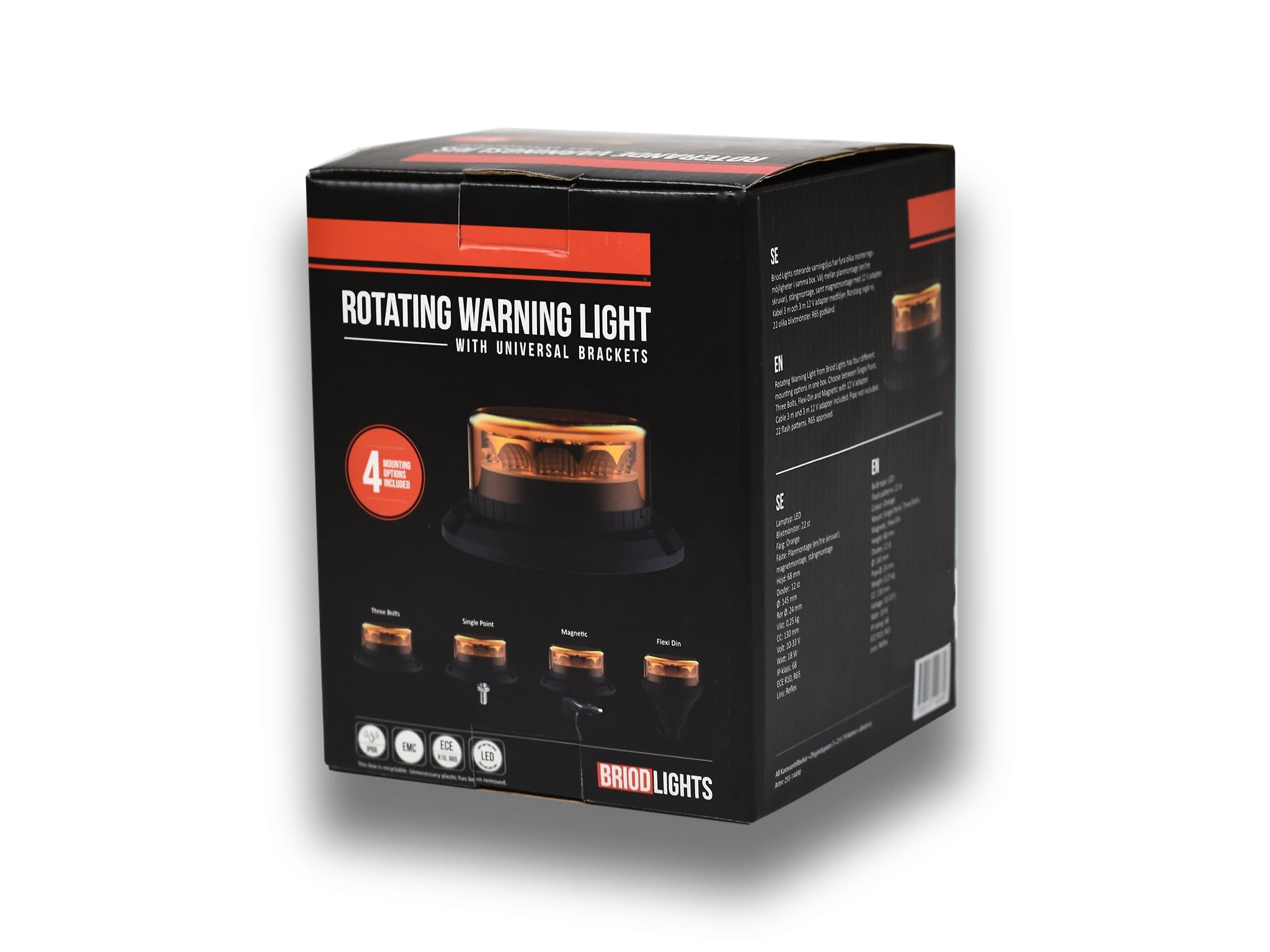 BriodLights Roterande varningsljus 4 Mont. möjligheter medf. – tillbehör och delar | Briodlights