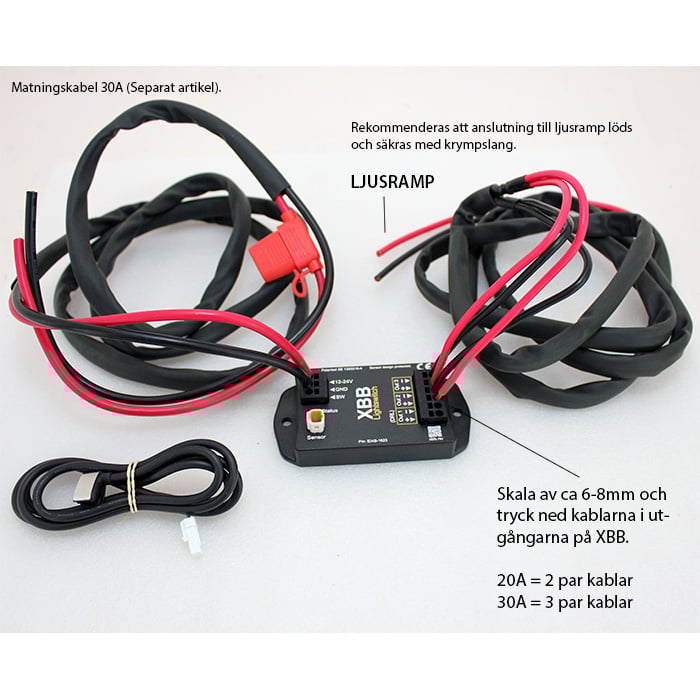 XBB Kabelsett 2m 30A – 360W – produktvy från sidan | XBB