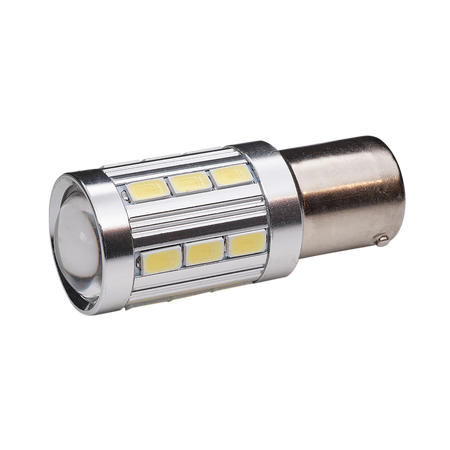 produktbillede forfra viser BA15S – 1156 Canbus LED 21SMD Hvid – Carlevel