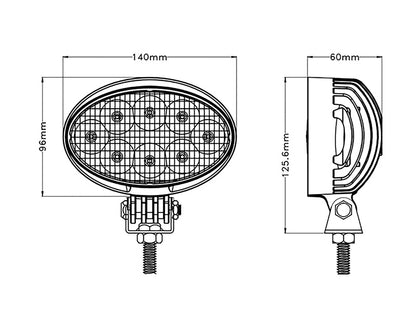 BriodLights LED Arbetsbelysning oval 2400 lm – närbild detaljer | Briodlights