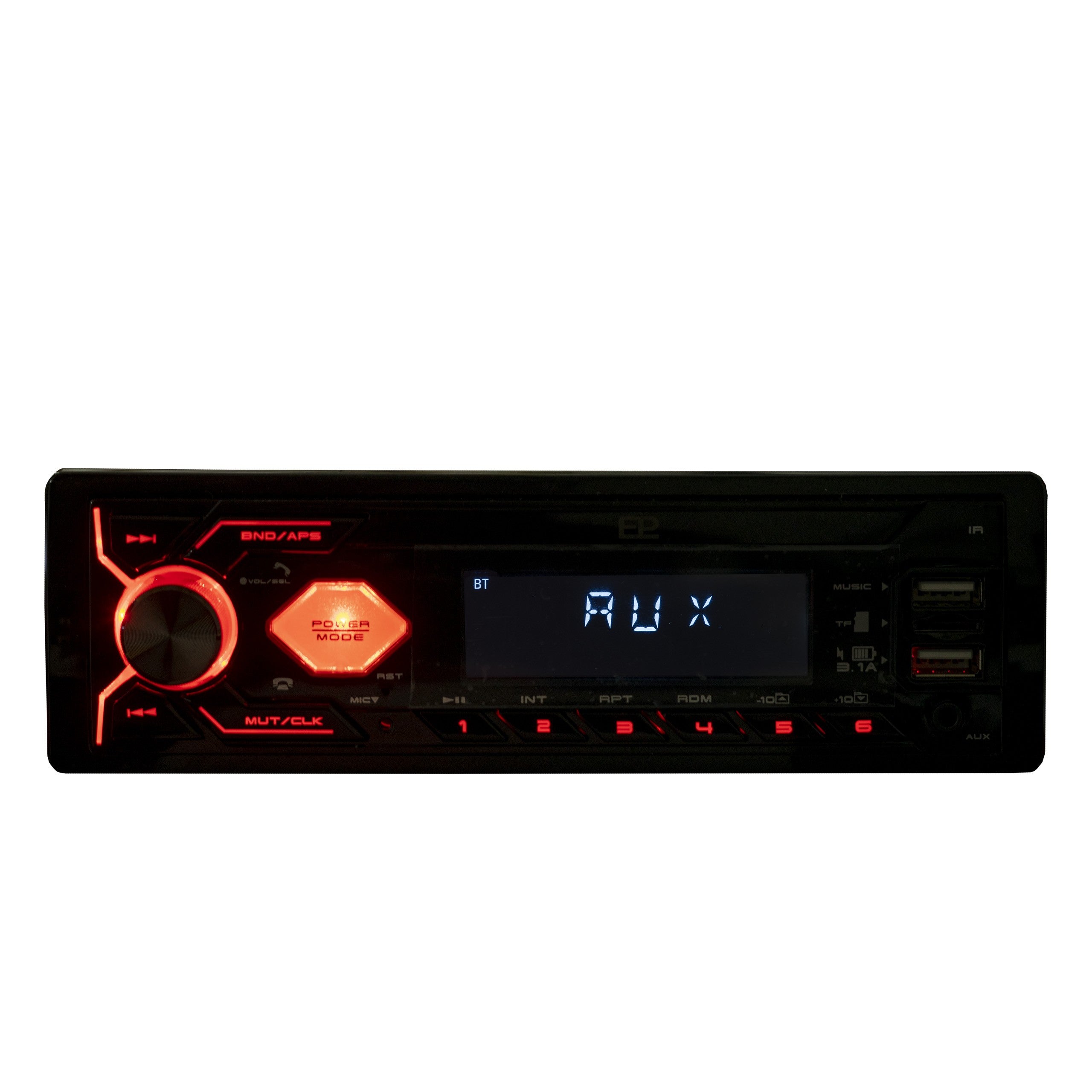 1-DIN-bilstereo – Svart – 9V - 16V – 188 mm – 57 × 112 mm