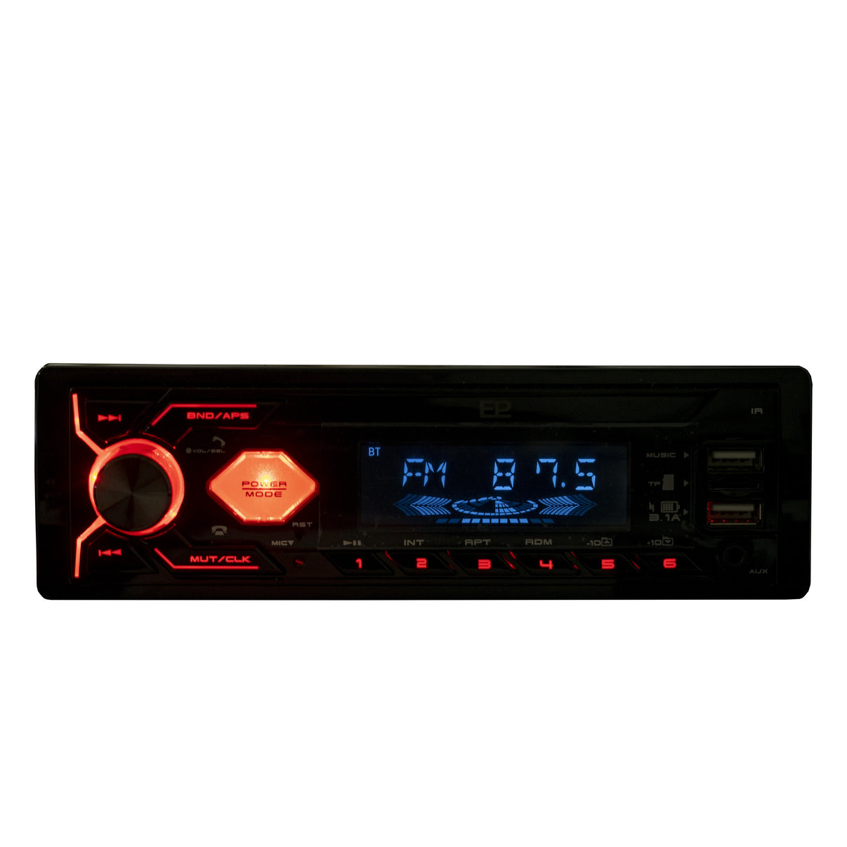 1-DIN-bilstereo – Svart – 9V - 16V – 188 mm – 57 × 112 mm