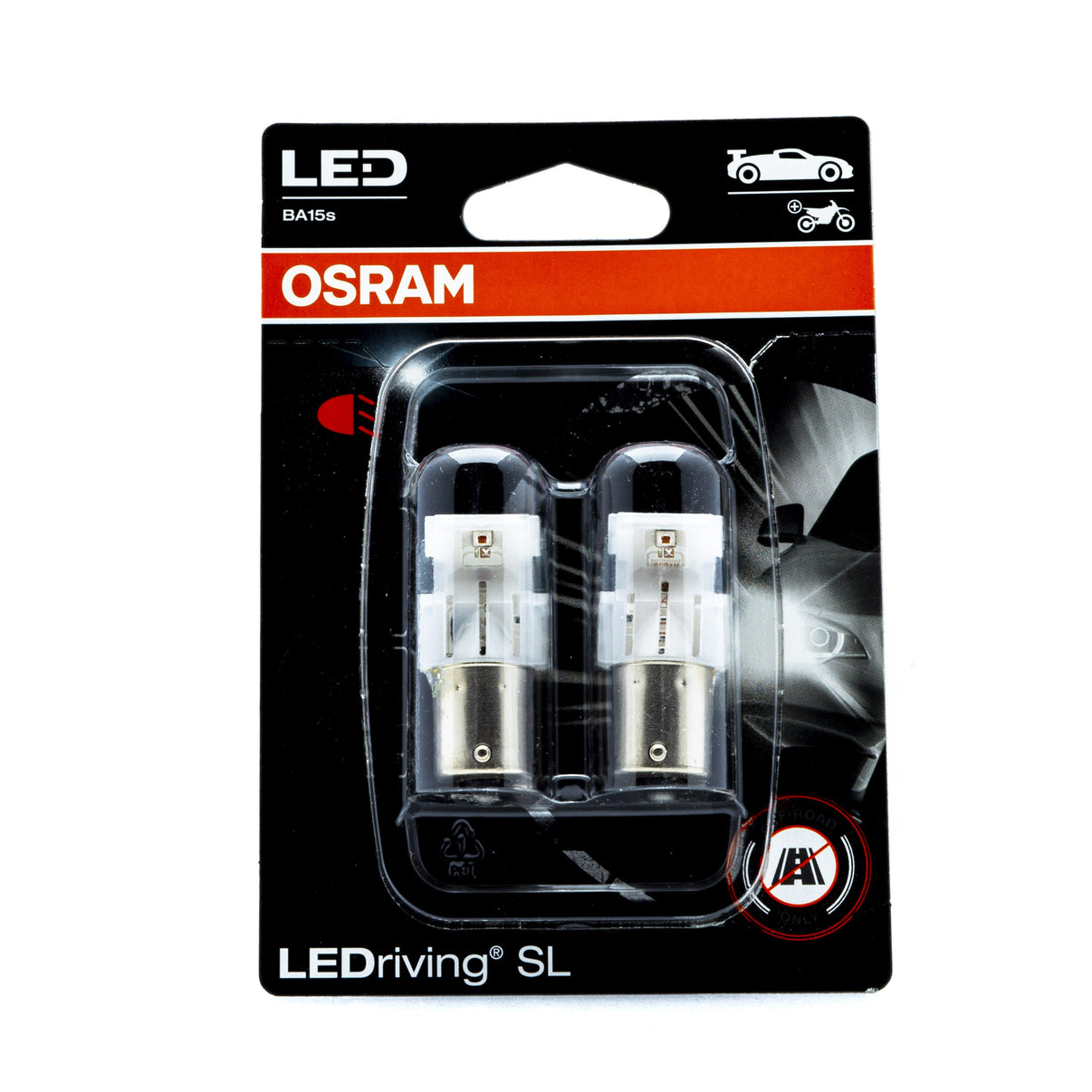 LED-lampa för bil – OSRAM – P21W – BA15S – 1000–1500K (Röd) – 1 LED – 2-pack