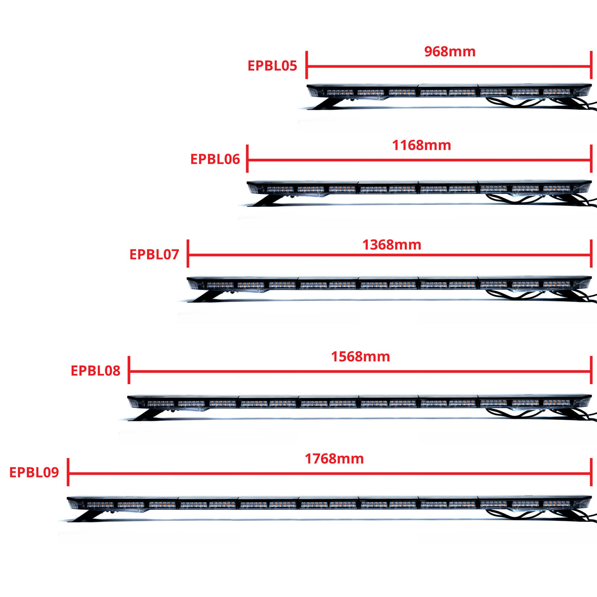 LED-varningsljus – 1700–1800K (Orange) – 612 W – 9V - 32V – 1568 mm