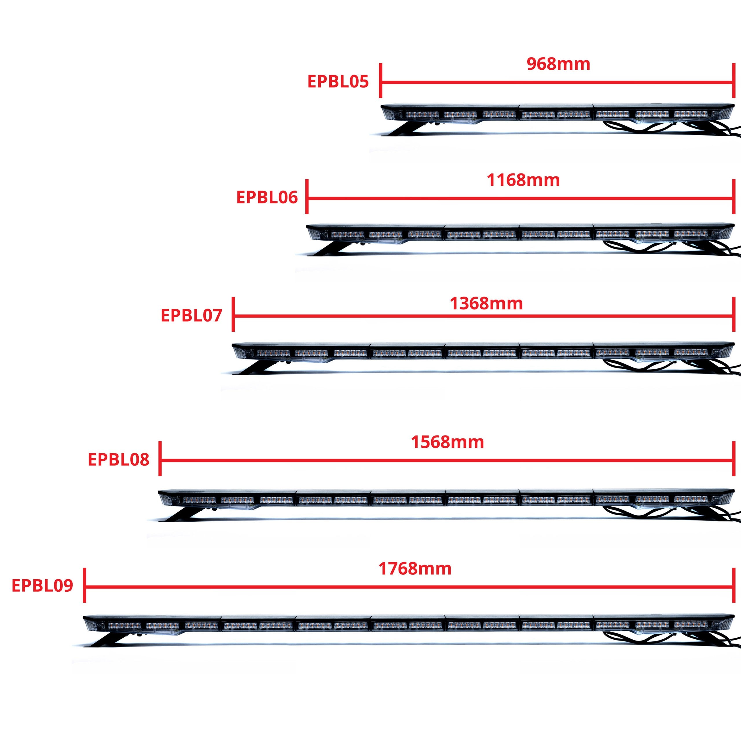 LED-varningsljus – 1700–1800K (Orange) – 612 W – 9V - 32V – 1568 mm