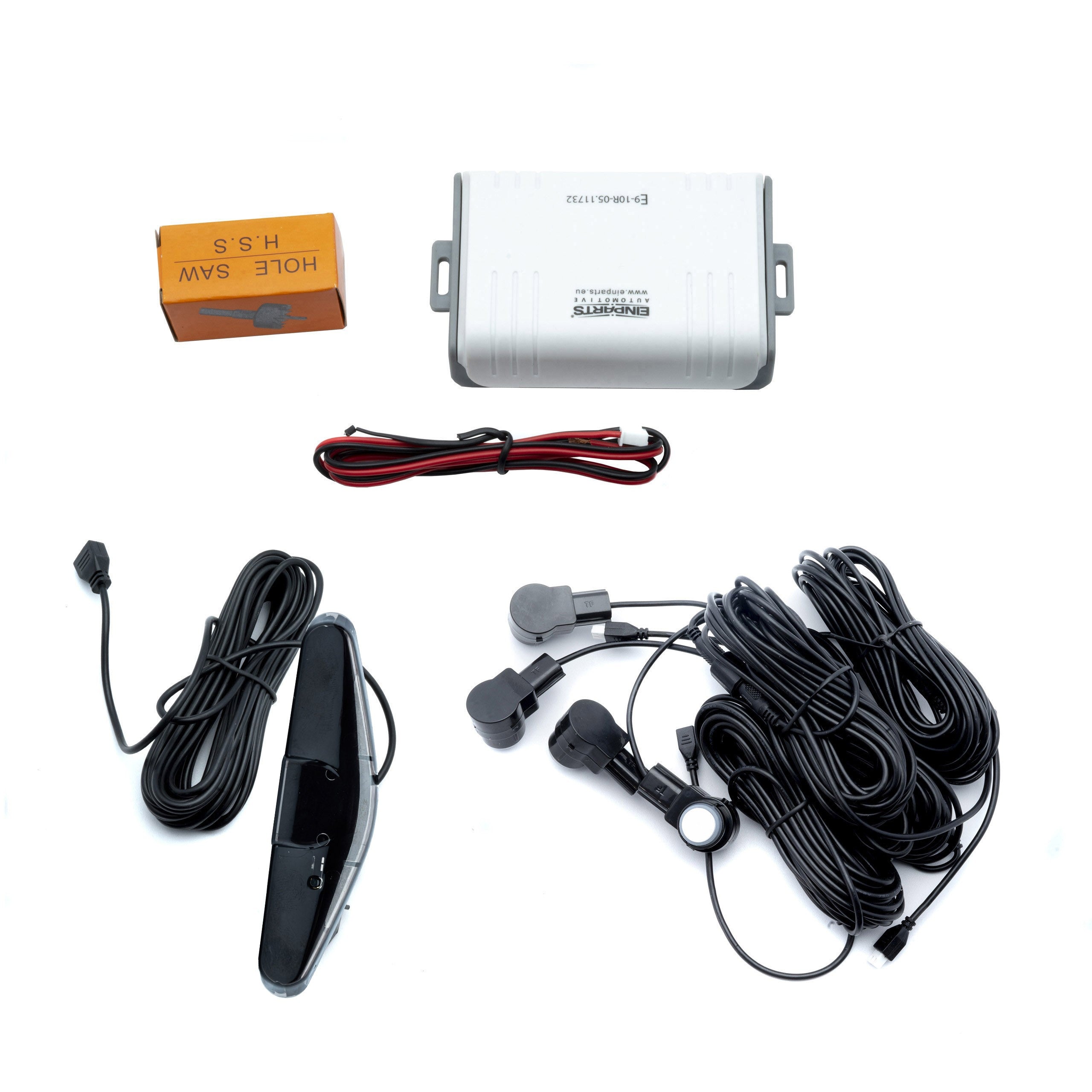 Parkeringssensor med display – Vit – ultraljudssensor – 4 sensorer – 4x 2,5 m