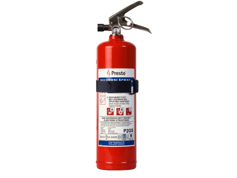 Pulverslukker Presto inkl. holder 2KG - nærbillede detaljer | Carlevel