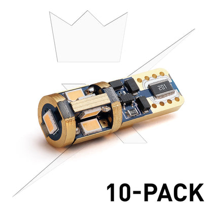 produktbillede fra forsiden viser 10 – Pack T10 – W5W Super Canbus 9SMD – 12V – Xenon King