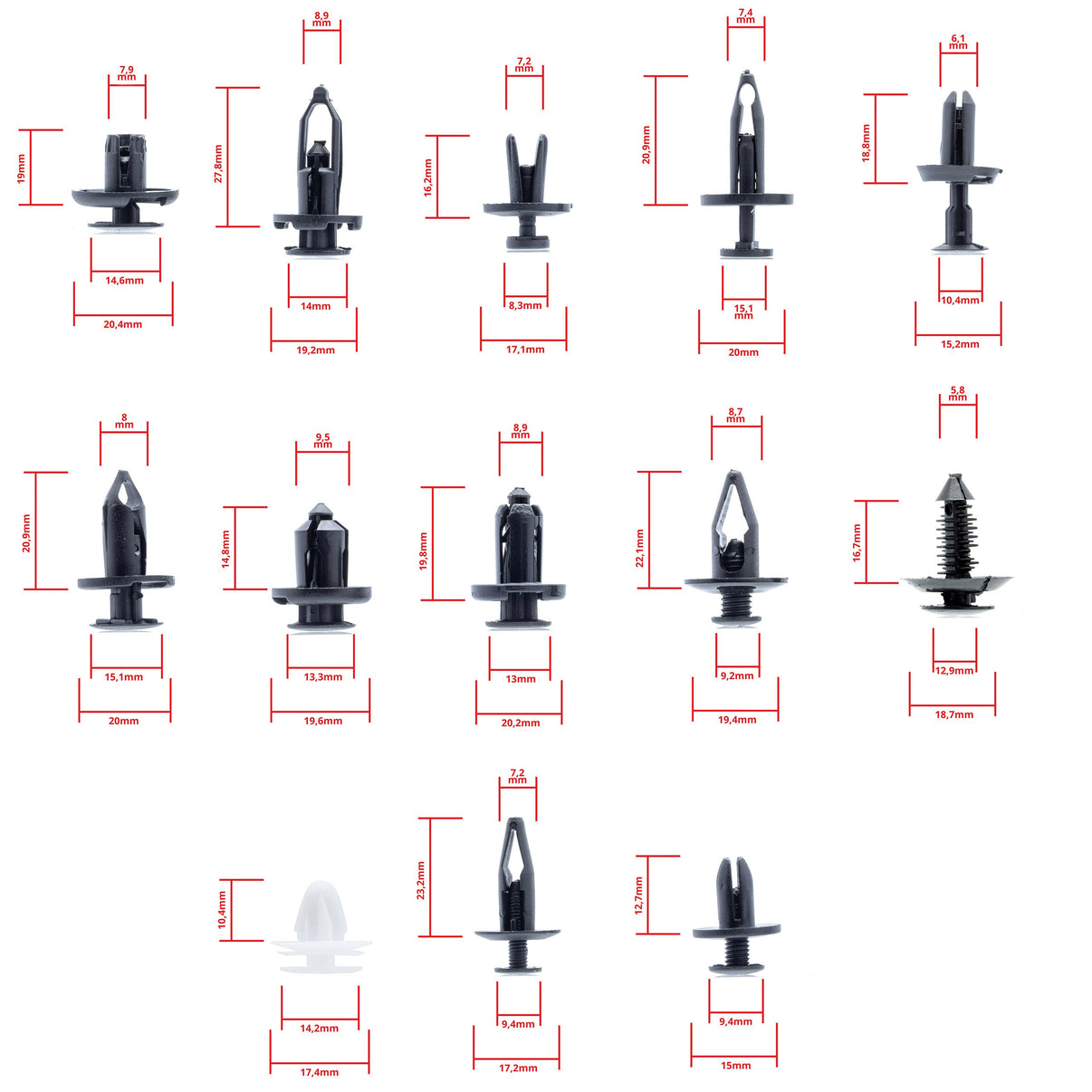 Fästclips – 232-pack