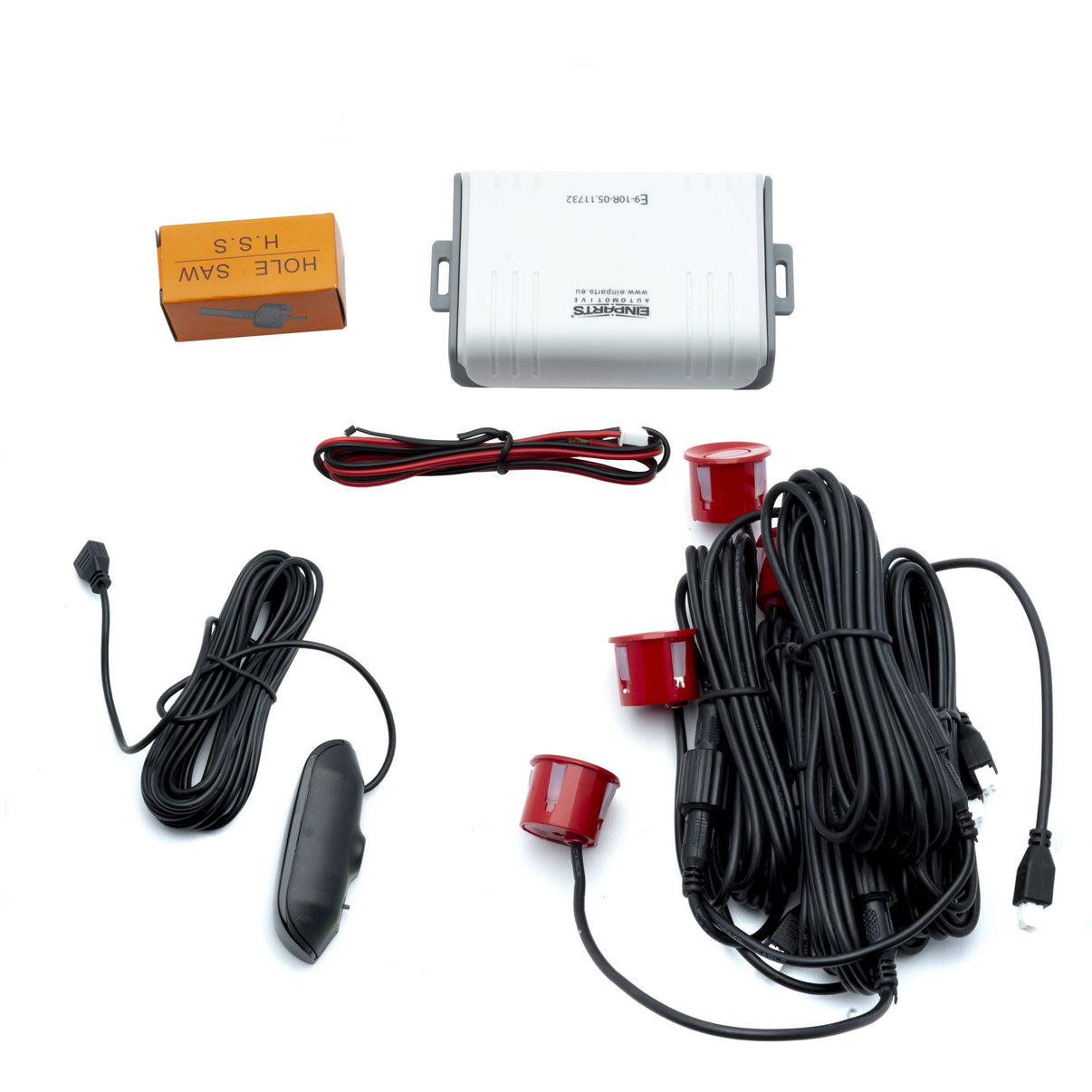 Parkeringssensor med display – Röd – ultraljudssensor – 4 sensorer – 4x 2,5 m