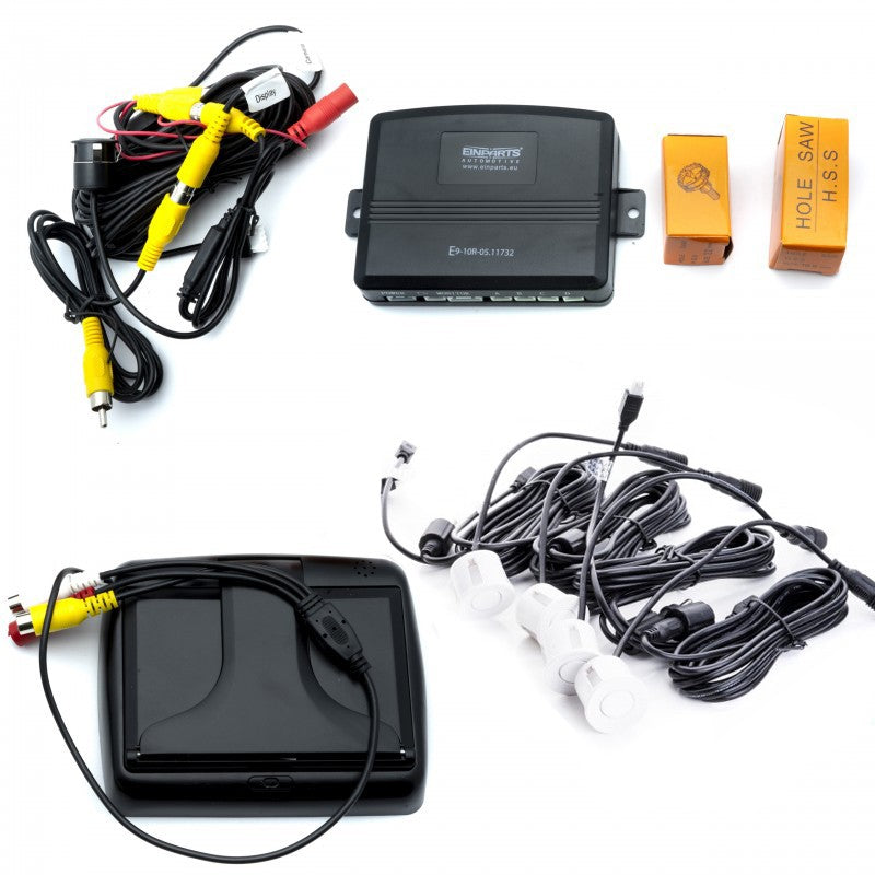 Parkeringssystem med kamera – Vit – 9V - 16V – ultraljudssensor