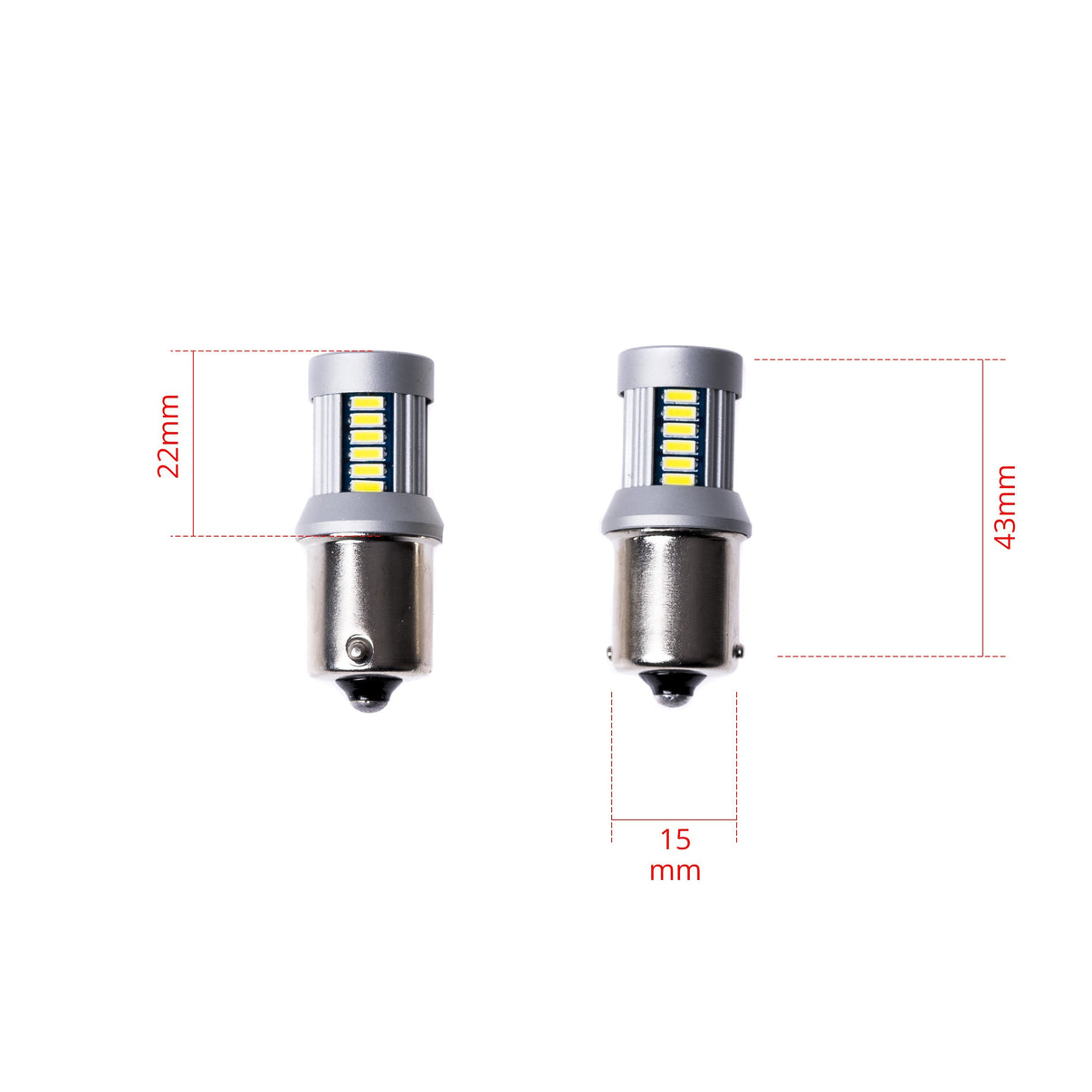 LED-lampa för bil – P21W – BA15S – 6000K – 30 LED – SMD 4014 – 2-pack
