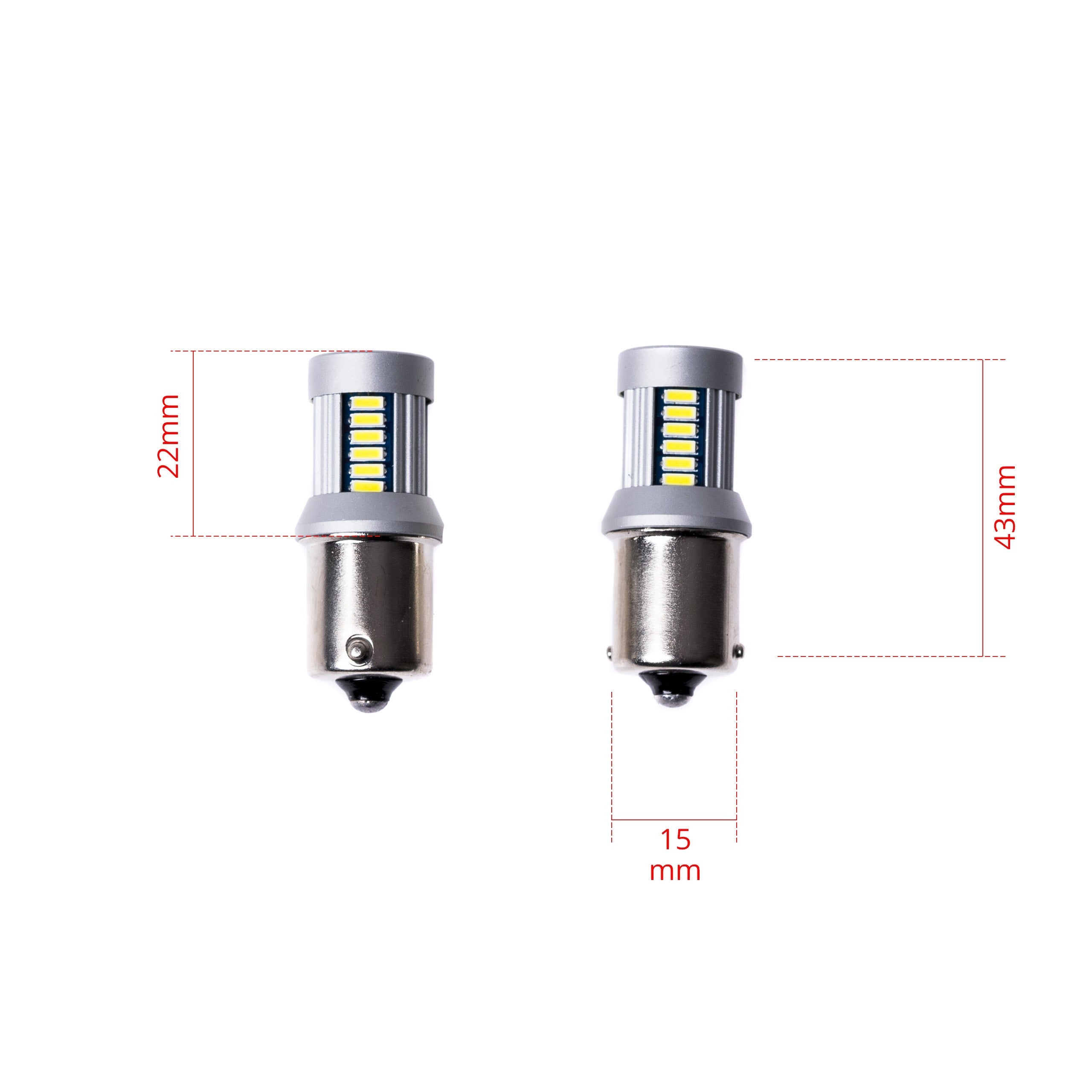 LED-lampa för bil – P21W – BA15S – 6000K – 30 LED – SMD 4014 – 2-pack