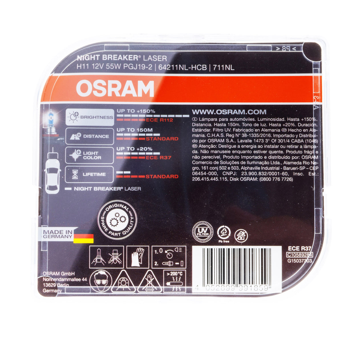 Halogenlampa – OSRAM – H11 – 3200K – 9V - 16V – 55 W – 2-pack