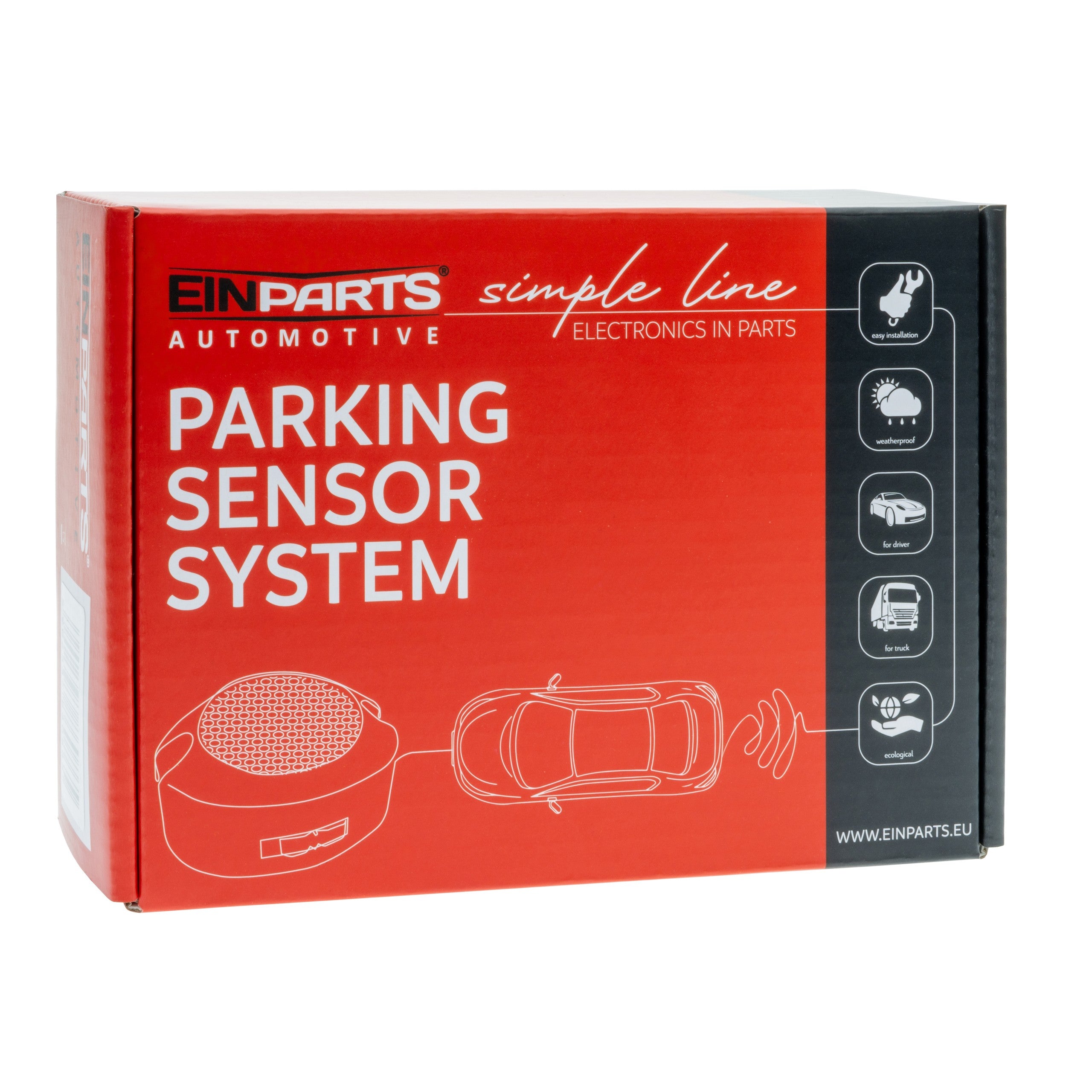 Parkeringssensor med summer – Vit – ultraljudssensor – 4x 2,5 m