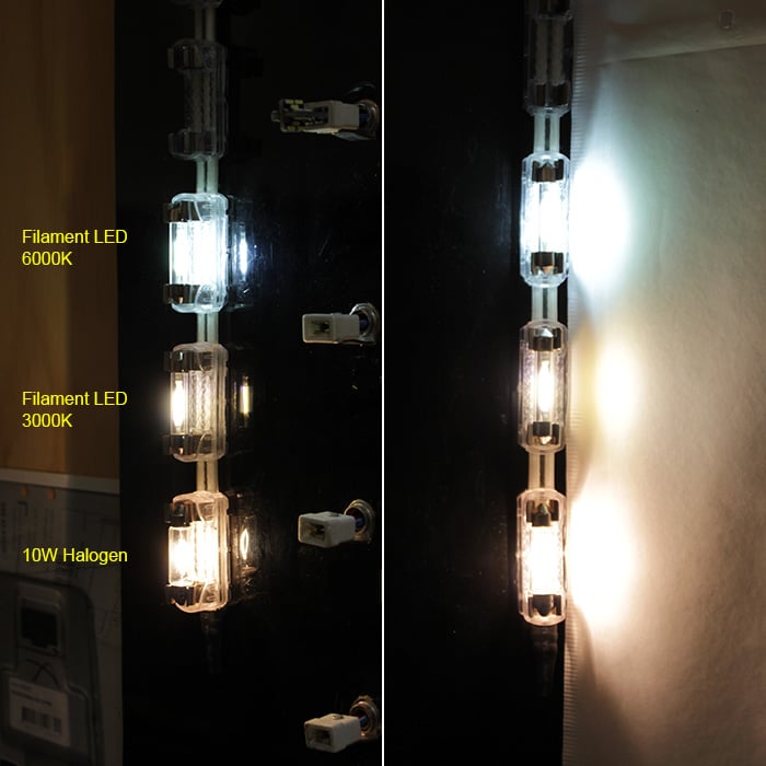 sidebillede, der viser profil og design af 36mm – C5W LED Filament – Carlevel