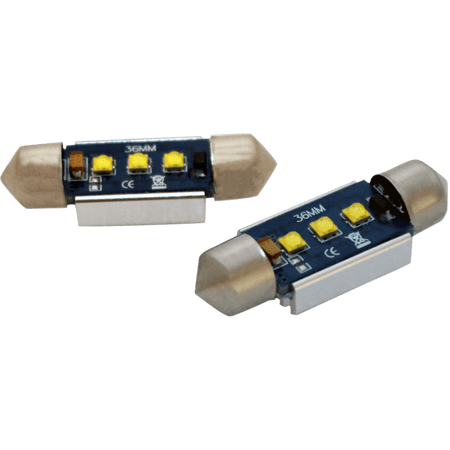 produktbillede fra forsiden viser 36 mm – C5W Super Canbus Cree LED – Carlevel