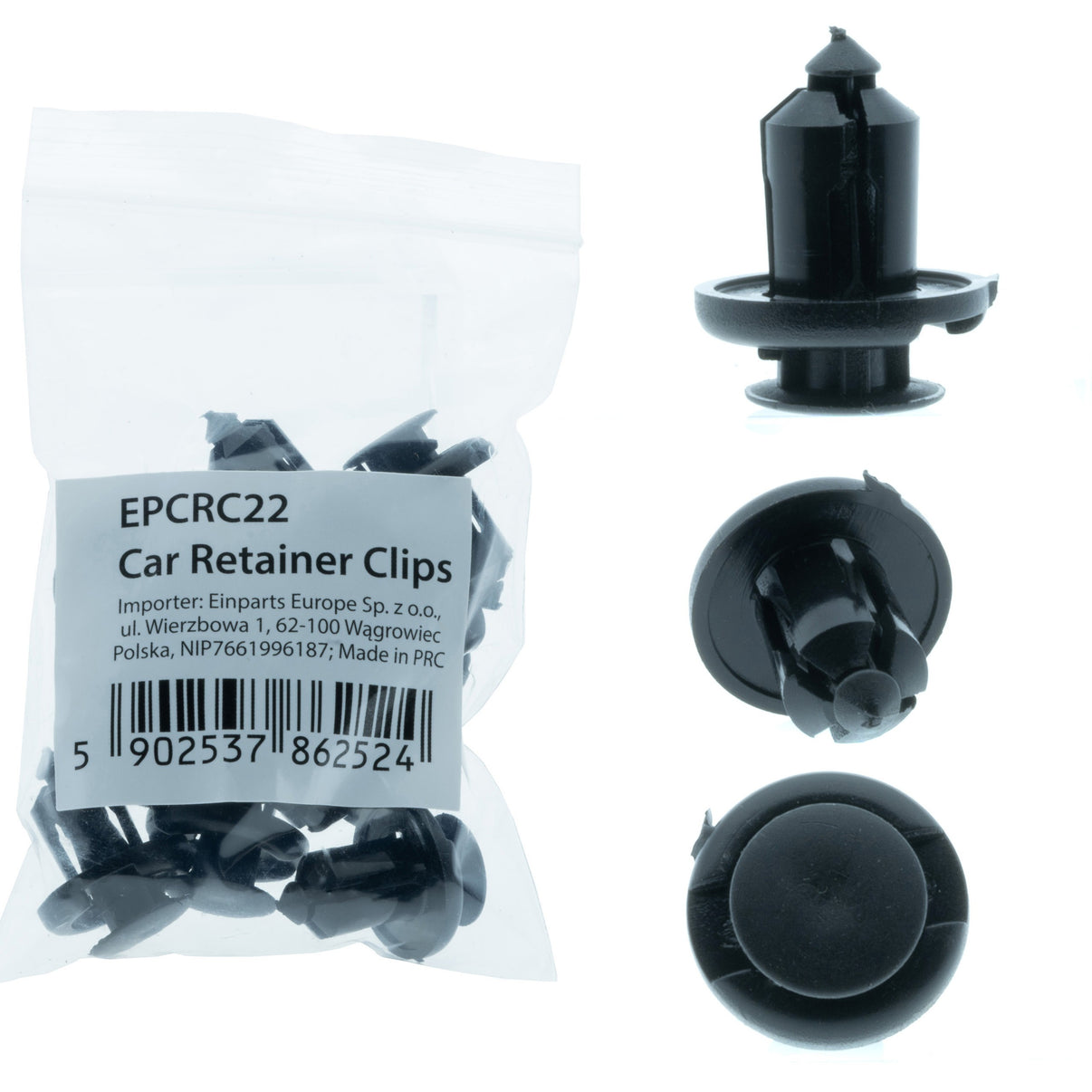 Fästclips Honda Accord/City m.fl. – A 19,8 B 9,8 C 13,5 d 3,4 H 13 hål ø 10